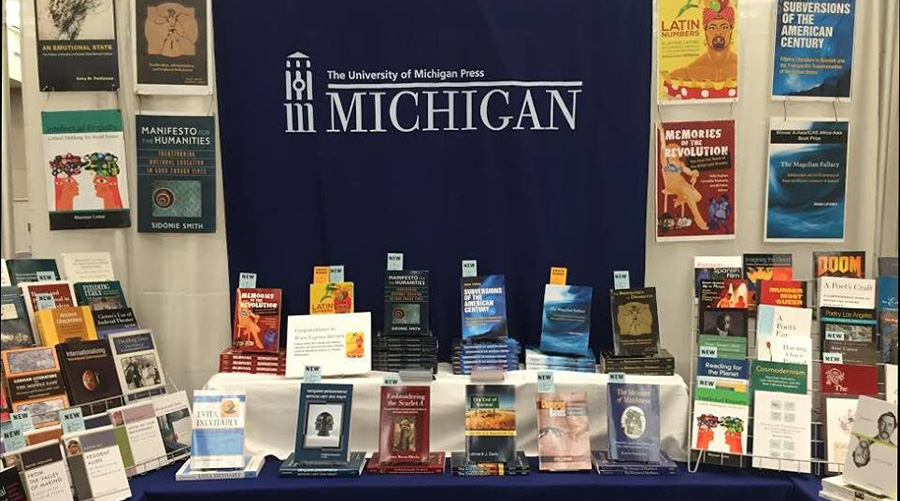 Conference display of several University of Michigan Press books
