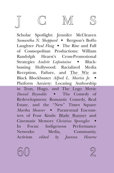 Cover of Journal of Cinema and Media Studies, vol. 60, no. 2 | Society for Cinema and Media Studies | 9781607856832