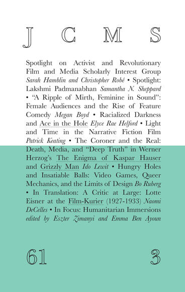 Cover of Journal of Cinema and Media Studies, vol. 61, no. 3 | Society for Cinema and Media Studies | 9781607857730