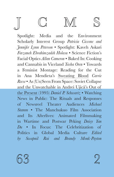 Cover of Journal of Cinema and Media Studies, vol. 63, no. 2 | Society for Cinema and Media Studies | 9781607858515
