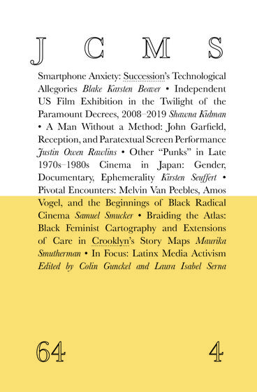 Cover of Journal of Cinema and Media Studies, vol. 64, no. 4 | Society for Cinema and Media Studies | 9781607858959