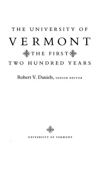 Cover of The University of Vermont: The First Two Hundred Years | Robert V Daniels | 9798894080079