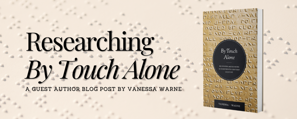 Blog post and byline with an image of the book By Touch Alone