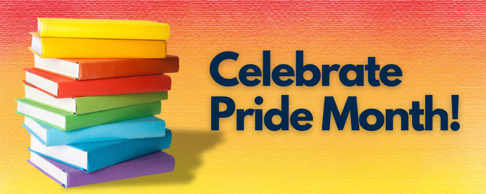 Celebrate Pride Month with stack of colorful books