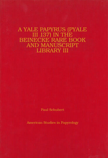 Cover of A Yale Papyrus (PYale III 137) in the Beinecke Rare Book and Manuscript Library III