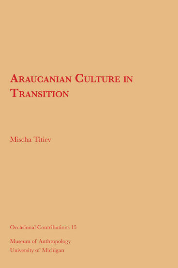 Cover of Araucanian Culture in Transition