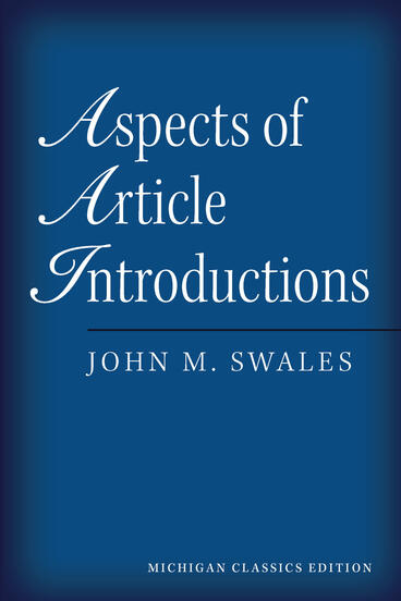 Cover of Aspects of Article Introductions, Michigan Classics Ed.