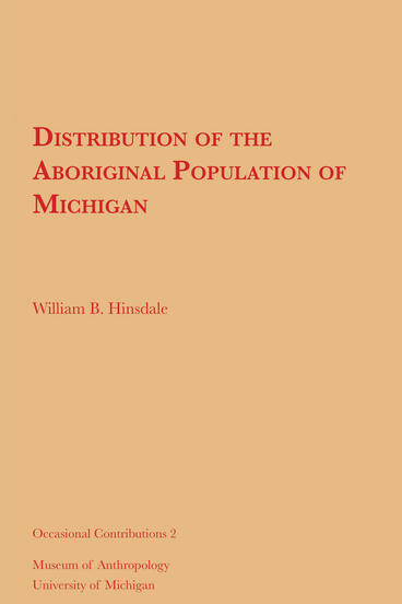 Cover of Distribution of the Aboriginal Population of Michigan