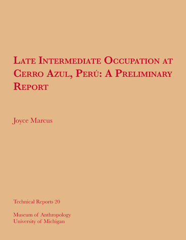Cover of Late Intermediate Occupation at Cerro Azul, Perú, A Preliminary Report