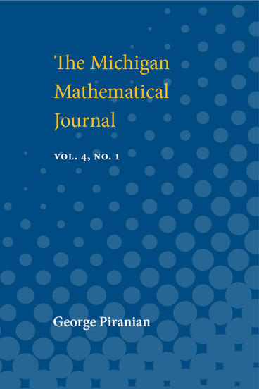 Cover of Michigan Mathematical Journal: 1957 | George Piranian  | 9780472912193