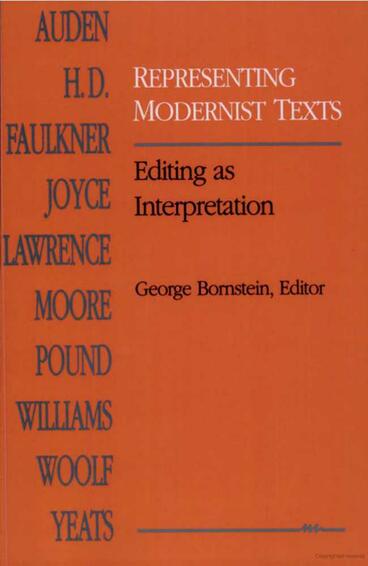 Cover of Representing Modernist Texts - Editing as Interpretation