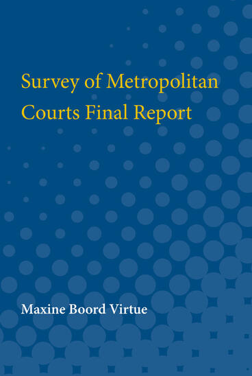 Cover of Survey of Metropolitan Courts Final Report