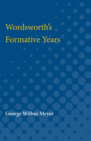 Cover of Wordsworth's Formative Years